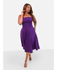 Rebdolls Plus Purple Midi Dress with Pockets