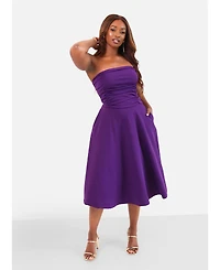 Rebdolls Plus Purple Midi Dress with Pockets