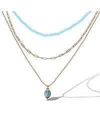 Jessica Simpson Layered Turquoise Bead & Heart Pendant Necklace