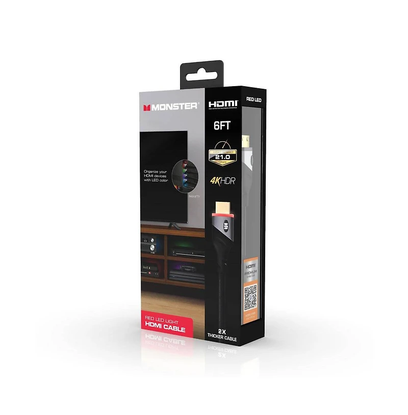 Monster Cable Red Led 6FT Hdmi Cable