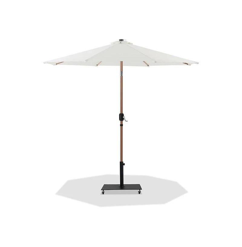 Meridian Furniture Fiji White Fabric / Matte Black Aluminum Patio Umbrella with Base Sets