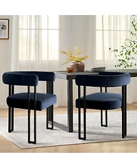 3-Piece 35 Inch Round Dining Table Set with 2 Velvet Chairs, Space-Saving Kitchen & Room Furniture for Small Spaces-Maison Boucle