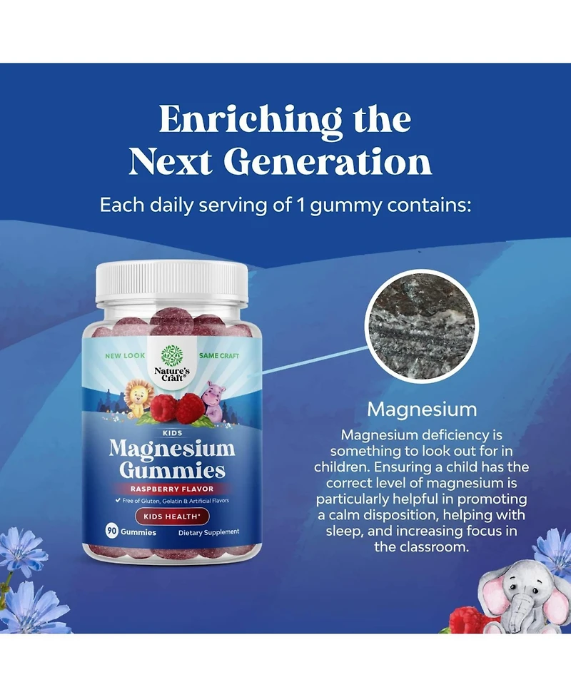 Nature's Craft Kids Magnesium Gummies, Nature's Craft, 90ct