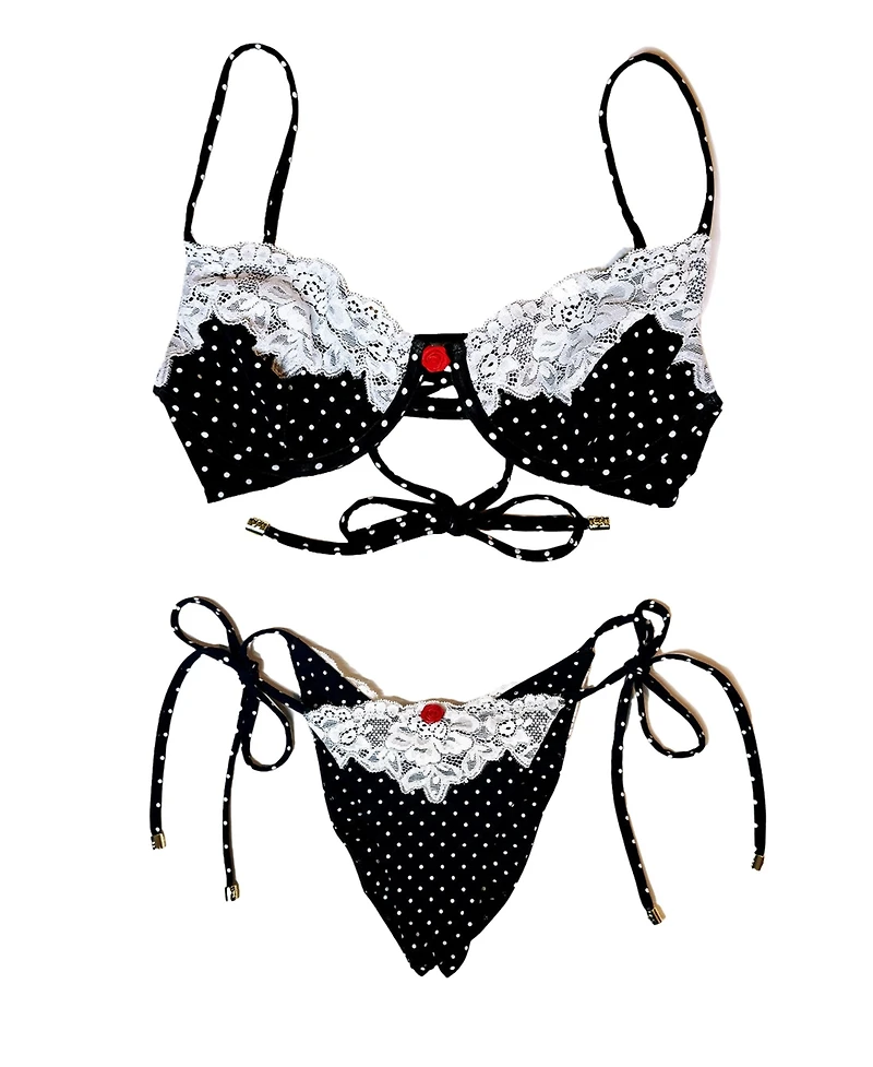 Beach Bunny Swimwear Women's Polka Dot Lace Underwire Bikini Top