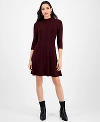 Sandra Darren Petite Textured Mock Neck Sweater Dress