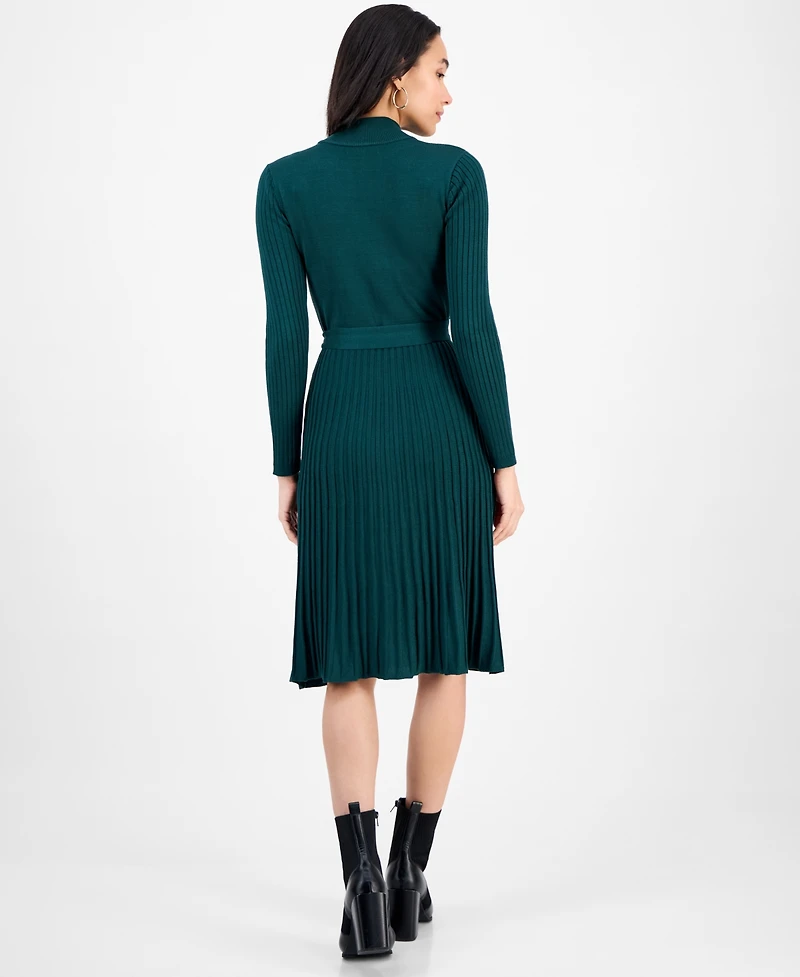 Sandra Darren Petite Pleated Midi Sweater Dress