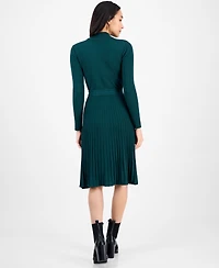 Sandra Darren Petite Pleated Midi Sweater Dress