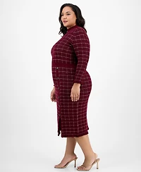 Sandra Darren Plus Checkered-Knit Sweater Dress
