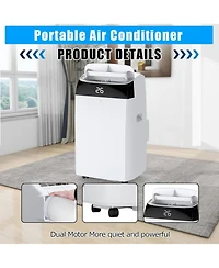 12,000 Btu Portable Air Conditioner - Built-in Dehumidifier & Fan, 3-in-1 Led Display Unit, Remote Control, Ideal for Home, Office, Dorm & Rv