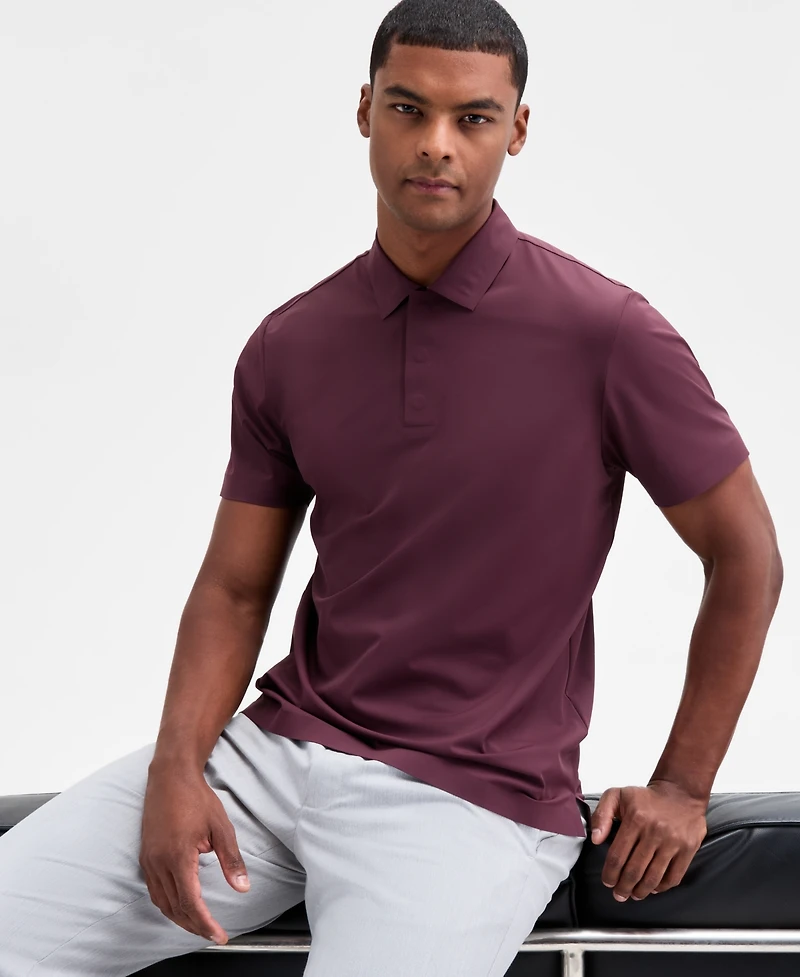 Alfani Men's Laser Cut Short Sleeve Performance Polo Shirt, Exclusively at Macy's