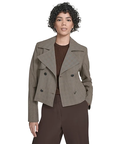 Calvin Klein Petite Novelty Cropped Double Breasted Trench Jacket