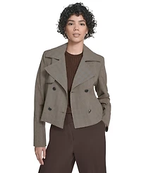 Calvin Klein Petite Novelty Cropped Double Breasted Trench Jacket