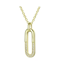 Sterling Silver Cubic Zirconia Geometrical Pendant Necklace