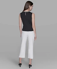 Karl Lagerfeld Paris Women's Embellished Pleated Top