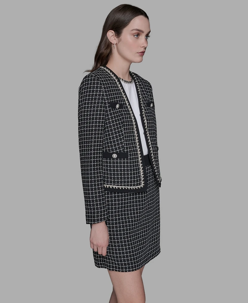 Karl Lagerfeld Paris Women's Embellished Tweed Jacket