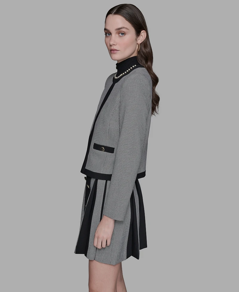 Karl Lagerfeld Paris Women's Gingham Framed Jacket