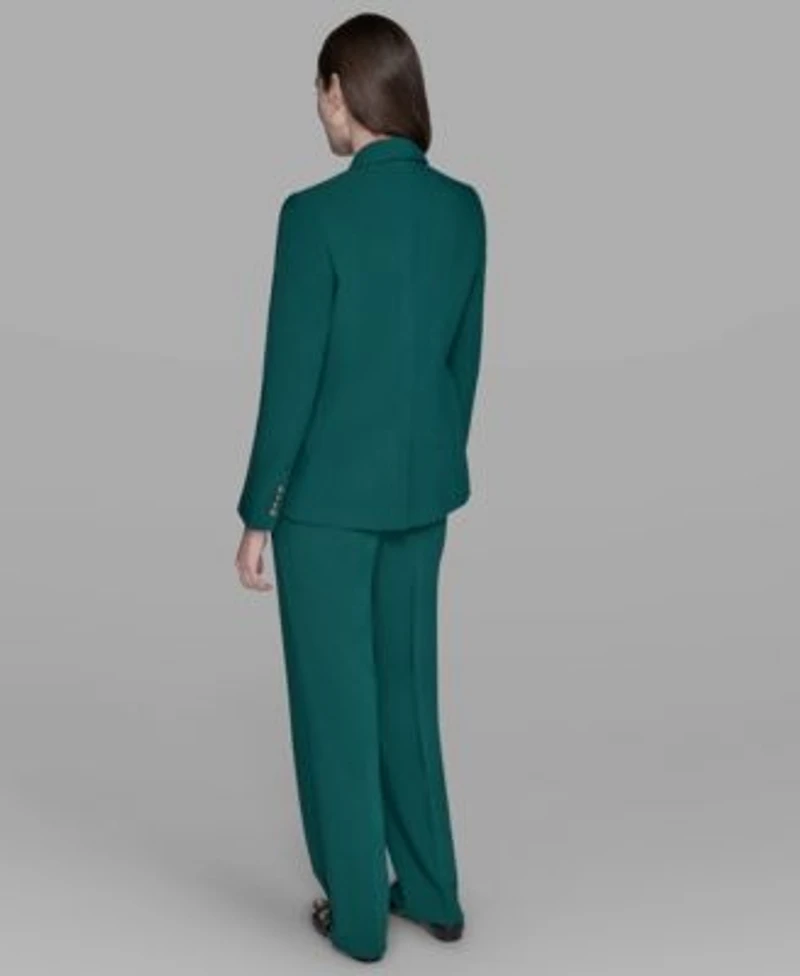 Karl Lagerfeld Paris Womens Straight Leg Pants Bead Embellished Sleeveless Mock Neck Top One Button Blazer