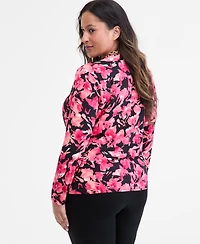 I.n.c. International Concepts Plus Printed Long-Sleeve Surplice-Neck Top, Macy's Exclusive