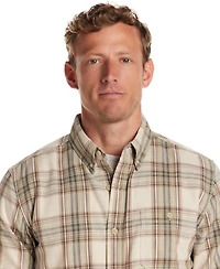 Weatherproof Vintage Men's Long Sleeve Button-Down Burnout Plaid Flannel Shirt