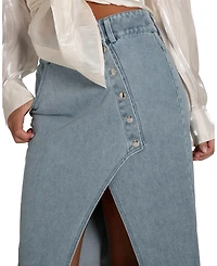 Belle & Bloom Women's Can't Forget You Denim Midi Skirt