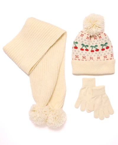 InMocean Big Girls 3-Piece Hat, Gloves, and Scarf Set