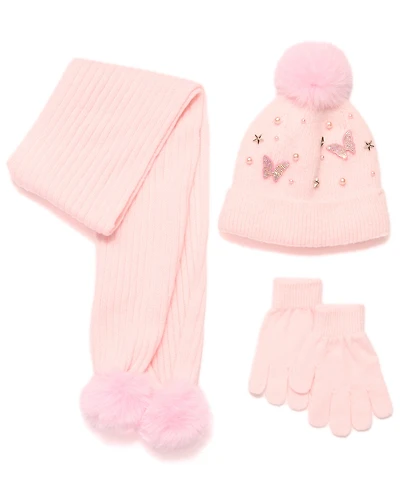 InMocean Big Girls 3-Piece Hat, Gloves, and Scarf Set