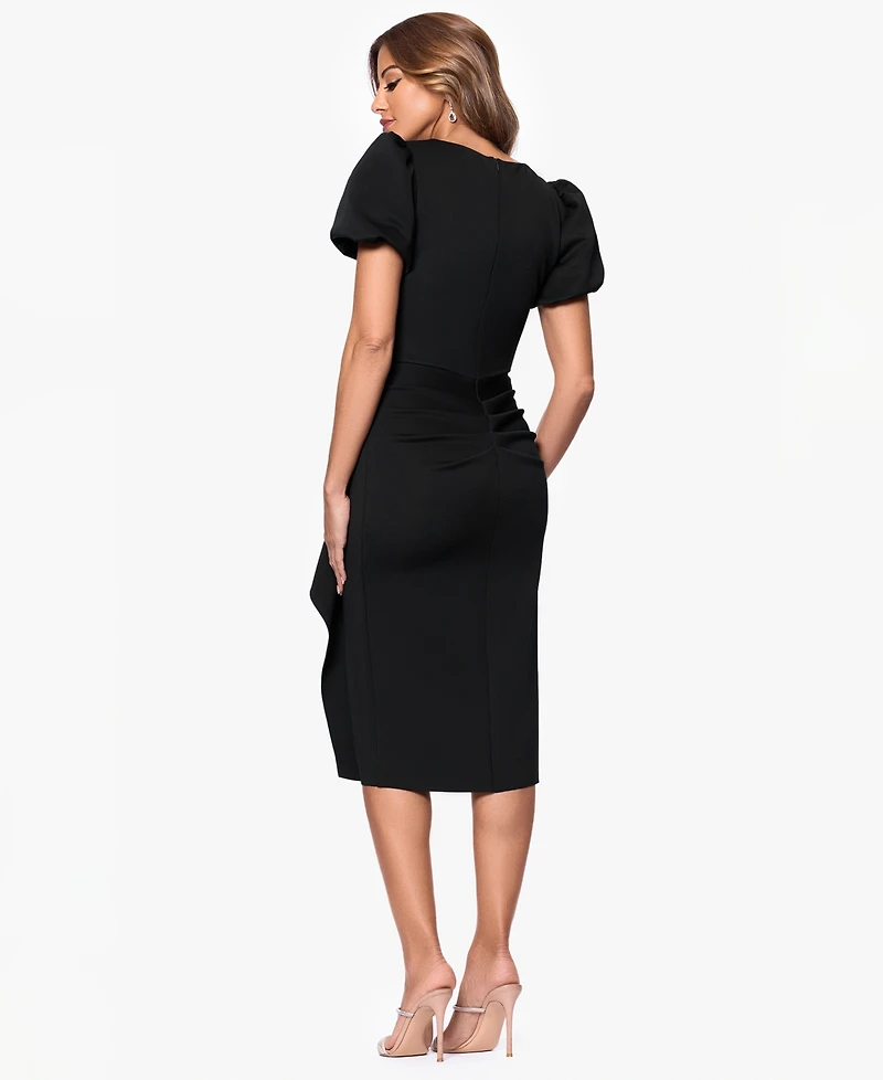 Xscape Women's Draped Puff-Sleeve Sheath Dress