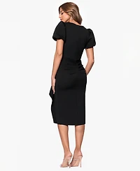 Xscape Women's Draped Puff-Sleeve Sheath Dress