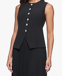 Xscape Women's Vest Style Pleated Scuba Long Dress