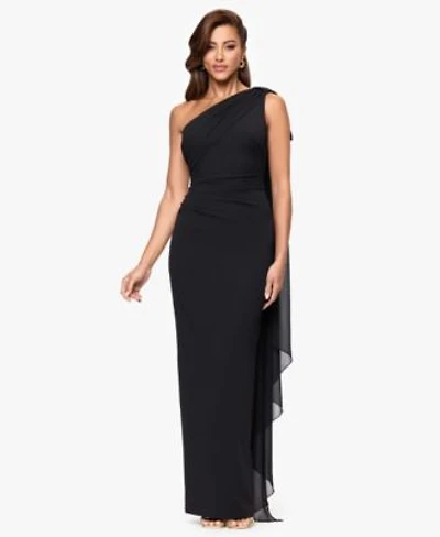 Xscape Womens One Shoulder Sash Dress