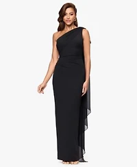 Xscape Womens One Shoulder Sash Dress