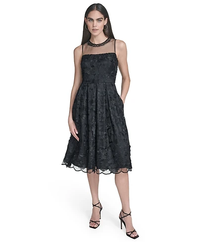 Eliza J Women's Crew Neck Illusion Midi Dress