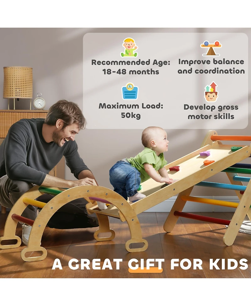 Qaba 5 in 1 Pikler Triangle Set for 18-48 Months, Multicolor