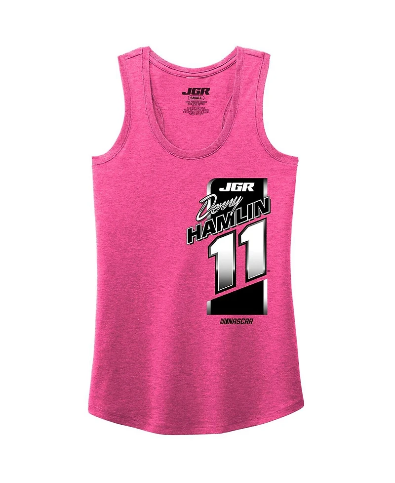 Joe Gibbs Racing Team Collection Women's Pink Denny Hamlin Name Number Racerback Tank Top