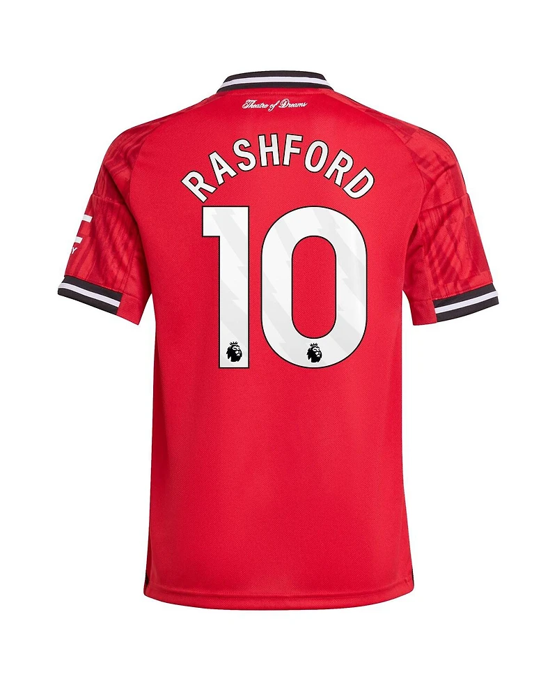 Adidas Big Boys and Girls Marcus Rashford Red Manchester United Home 2025/26 Replica Player Jersey