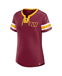 Fanatics Women's Garnet Washington Commanders Lace-Up Bling T-Shirt
