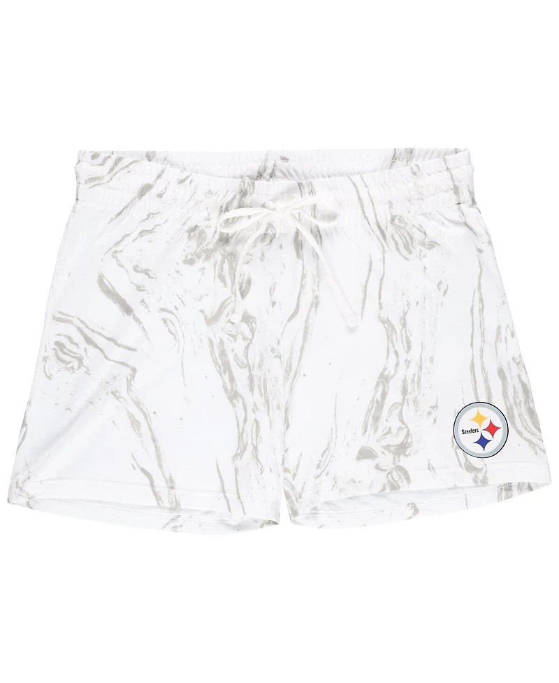 Concepts Sport Women's White Pittsburgh Steelers Plus Quartz Tank Top and Shorts Set