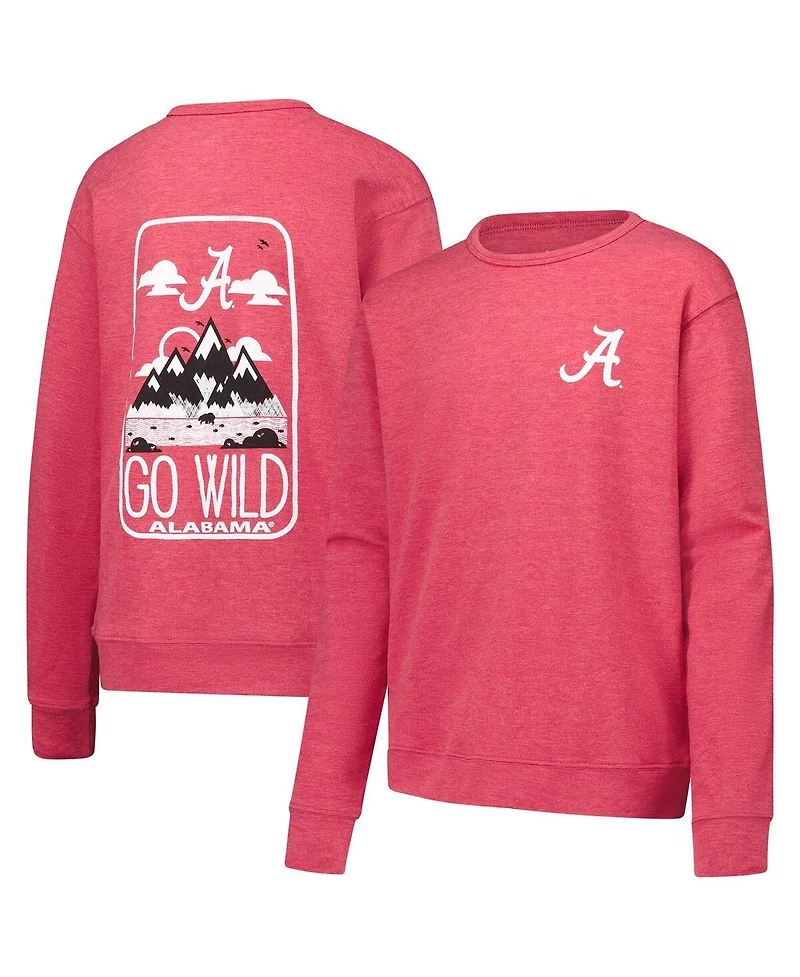 Wes & Willy Big Boys and Girls Crimson Alabama Tide Tri-Blend Go Wild Pullover Sweatshirt