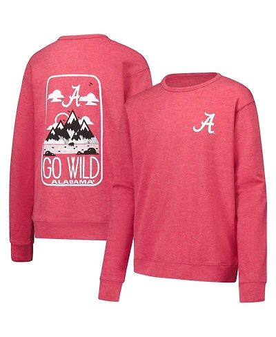Wes & Willy Big Boys and Girls Crimson Alabama Tide Tri-Blend Go Wild Pullover Sweatshirt