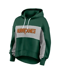 Fanatics Women's Green/Gray Miami Hurricanes Fleece Pullover Hoodie