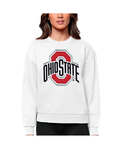 Antigua Women's White Ohio State Buckeyes Victory Crewneck Pullover Sweatshirt