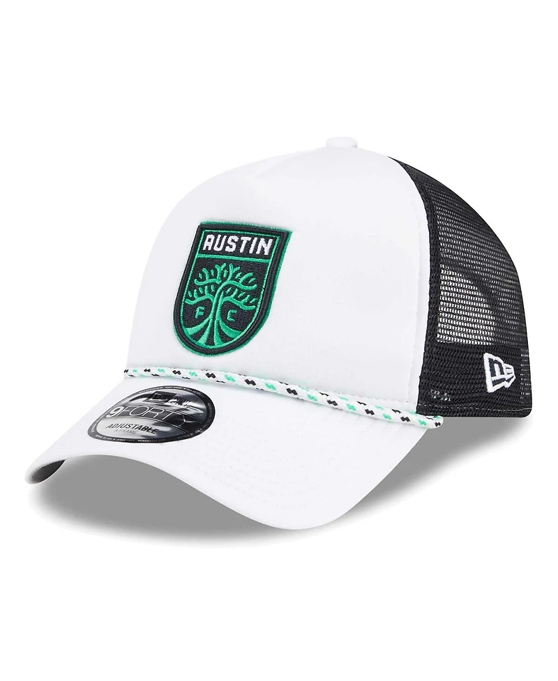 New Era Men's White/Black Austin Fc Court Sport Foam A-Frame 9FORTY Adjustable Trucker Hat
