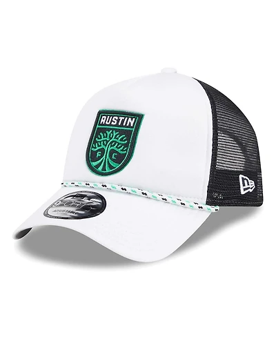 New Era Men's White/Black Austin Fc Court Sport Foam A-Frame 9FORTY Adjustable Trucker Hat