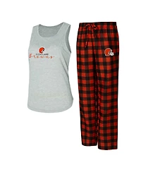 Concepts Sport Women's Gray/Brown Cleveland Browns Petition Tank Top and Pants Sleep Set
