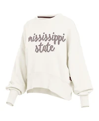 Pressbox Women's Cream Mississippi State Bulldogs Chelsea Oversized Pullover Sweatshirt