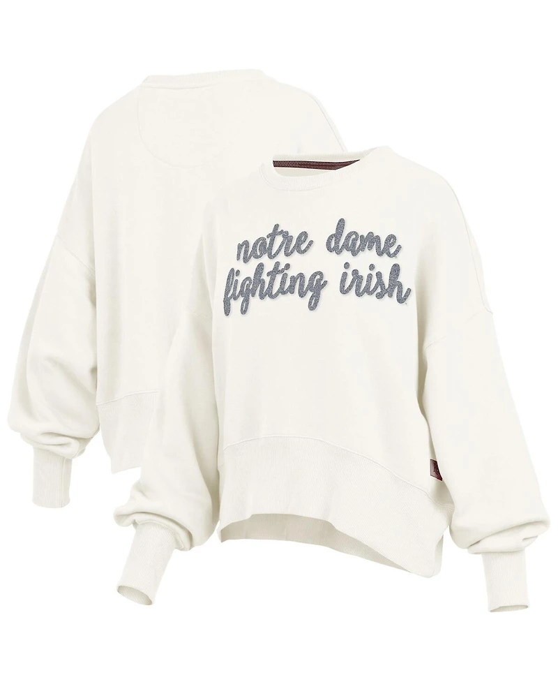 Pressbox Women's Cream Notre Dame Fighting Irish Oversized Chelsea Waist Length Pullover Sweatshirt