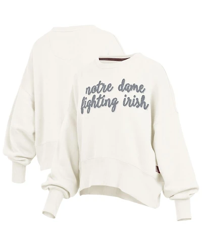 Pressbox Women's Cream Notre Dame Fighting Irish Oversized Chelsea Waist Length Pullover Sweatshirt
