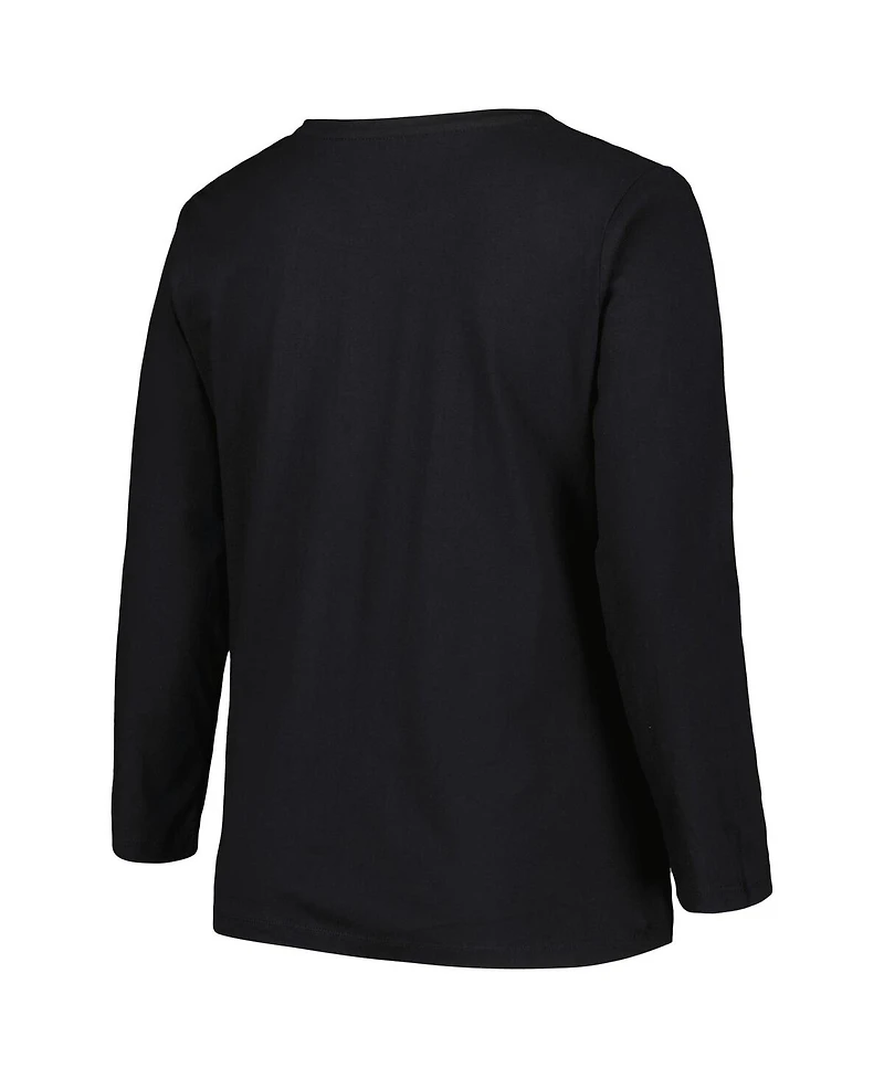 Profile Women's Black Usc Trojans Plus Arch Over Logo Scoop Neck Long Sleeve T-Shirt