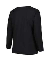 Profile Women's Black Usc Trojans Plus Arch Over Logo Scoop Neck Long Sleeve T-Shirt