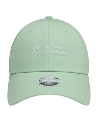 New Era Women's Light Green Ac Milan Script 9FORTY Adjustable Hat